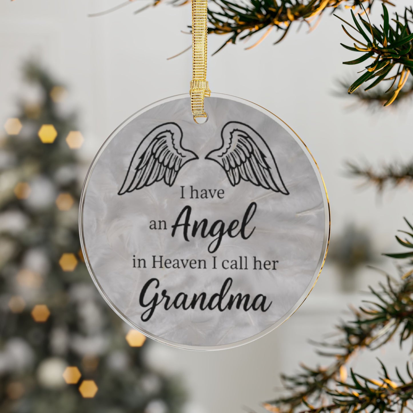 Grandma Memorial Ornament – “I Have an Angel in Heaven” Remembrance Christmas Keepsake