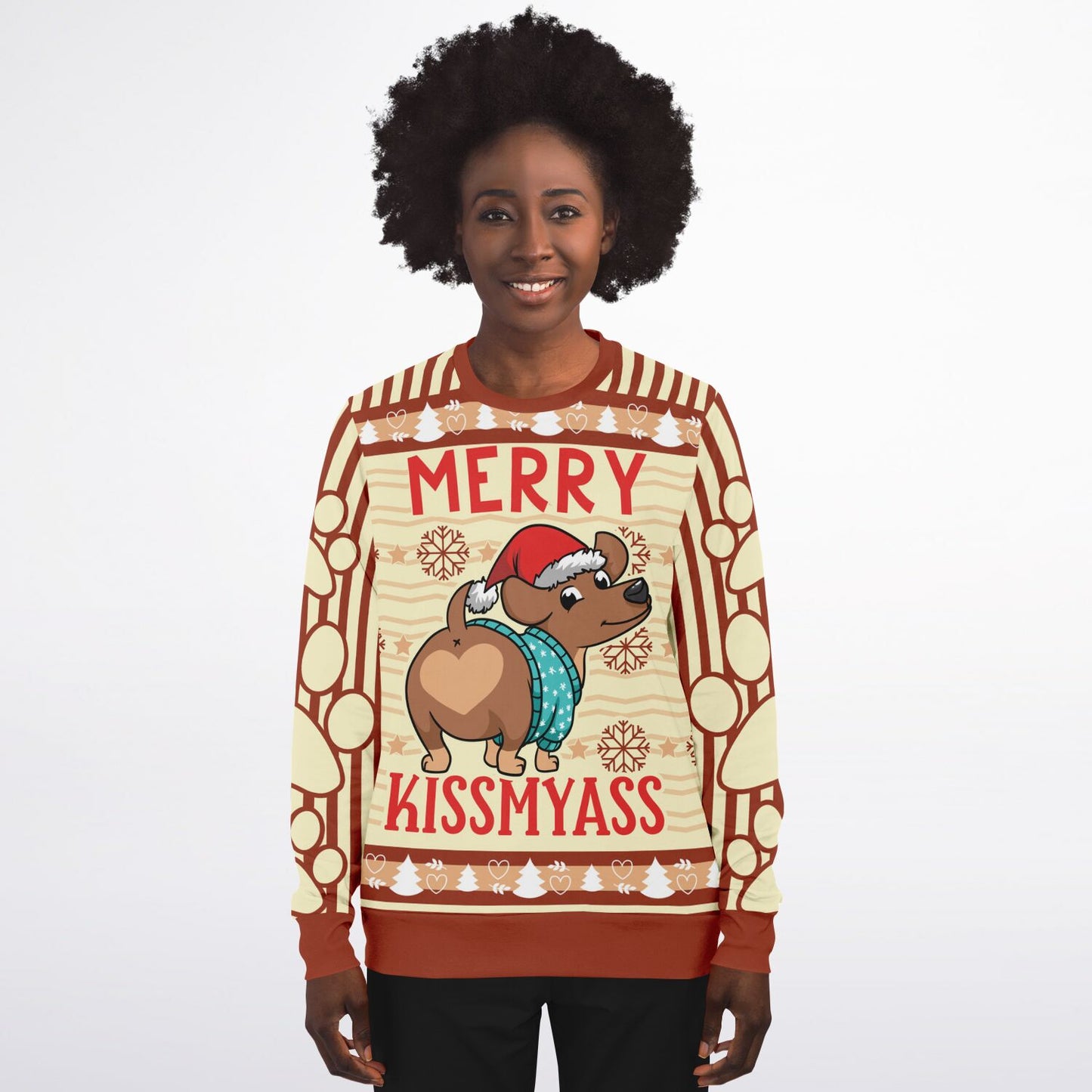 Merry Kissmyass Funny Holiday Sweatshirt "Ugly Sweater "
