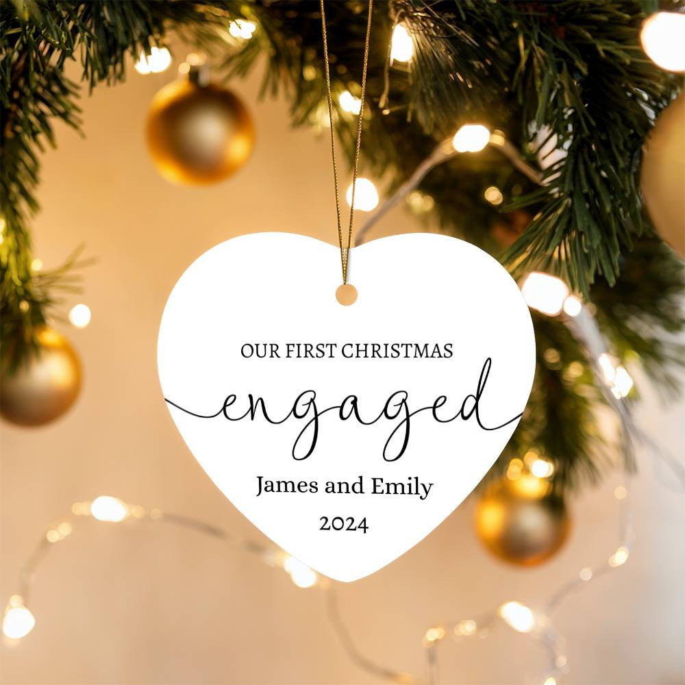 Personalized | Our First Christmas Engaged" Keepsake Ornament