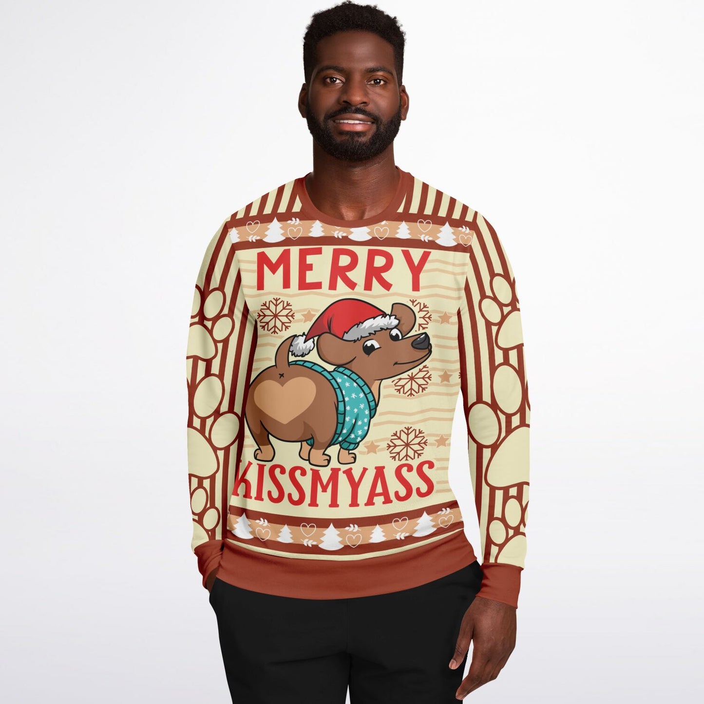 Merry Kissmyass Funny Holiday Sweatshirt "Ugly Sweater "