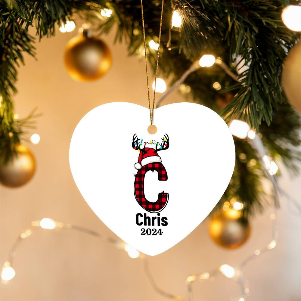 Personalized 2024 Letter Name Ornament | Heart or Oval Holiday Keepsake