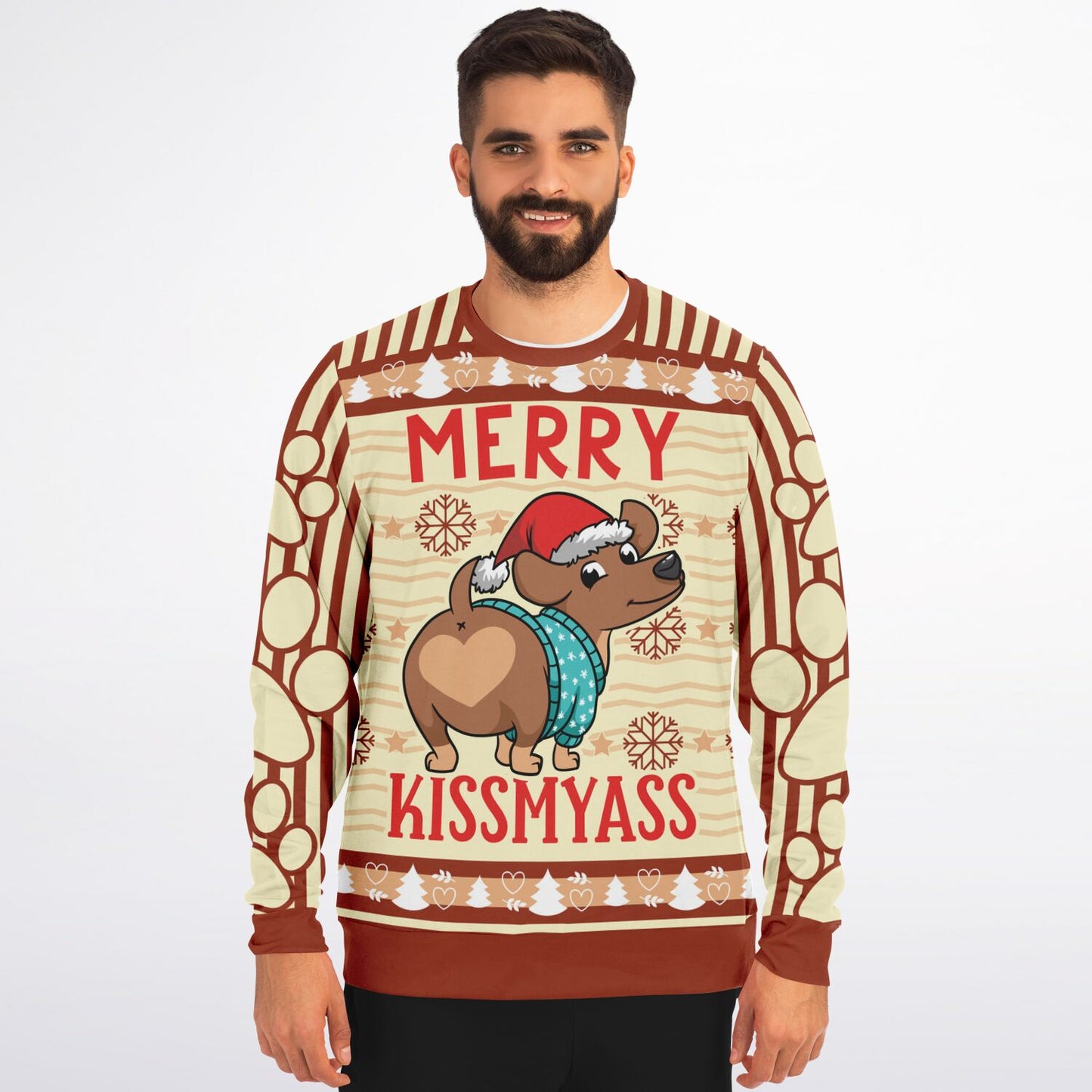 Merry Kissmyass Funny Holiday Sweatshirt "Ugly Sweater "