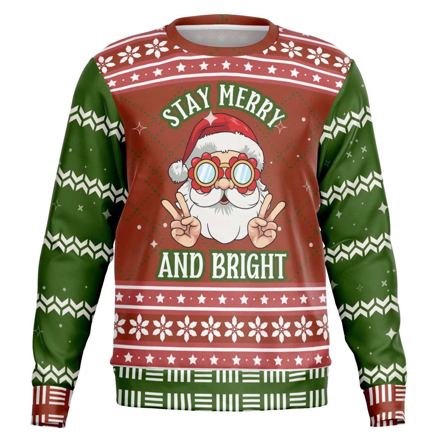 “Stay Merry and Bright” Cool Santa Ugly Christmas Sweatshirt