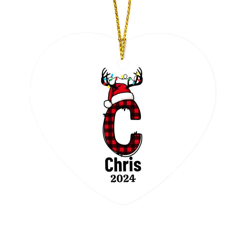 Personalized 2024 Letter Name Ornament | Heart or Oval Holiday Keepsake