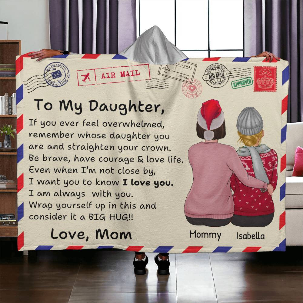 CUSTOMIZED | To Daughter Hooded Sherpa Fleece Blanket