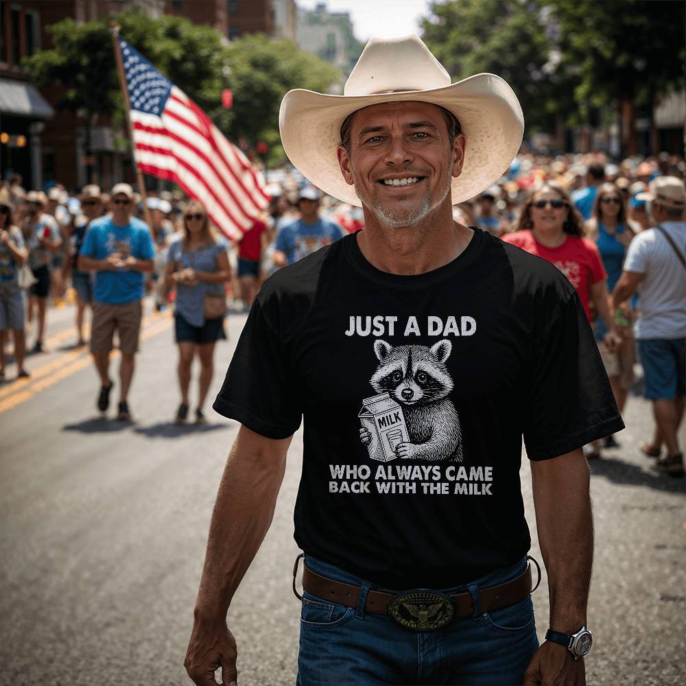“Just a Dad Who Always Came Back With the Milk” (Bella+Canvas T-Shirt)