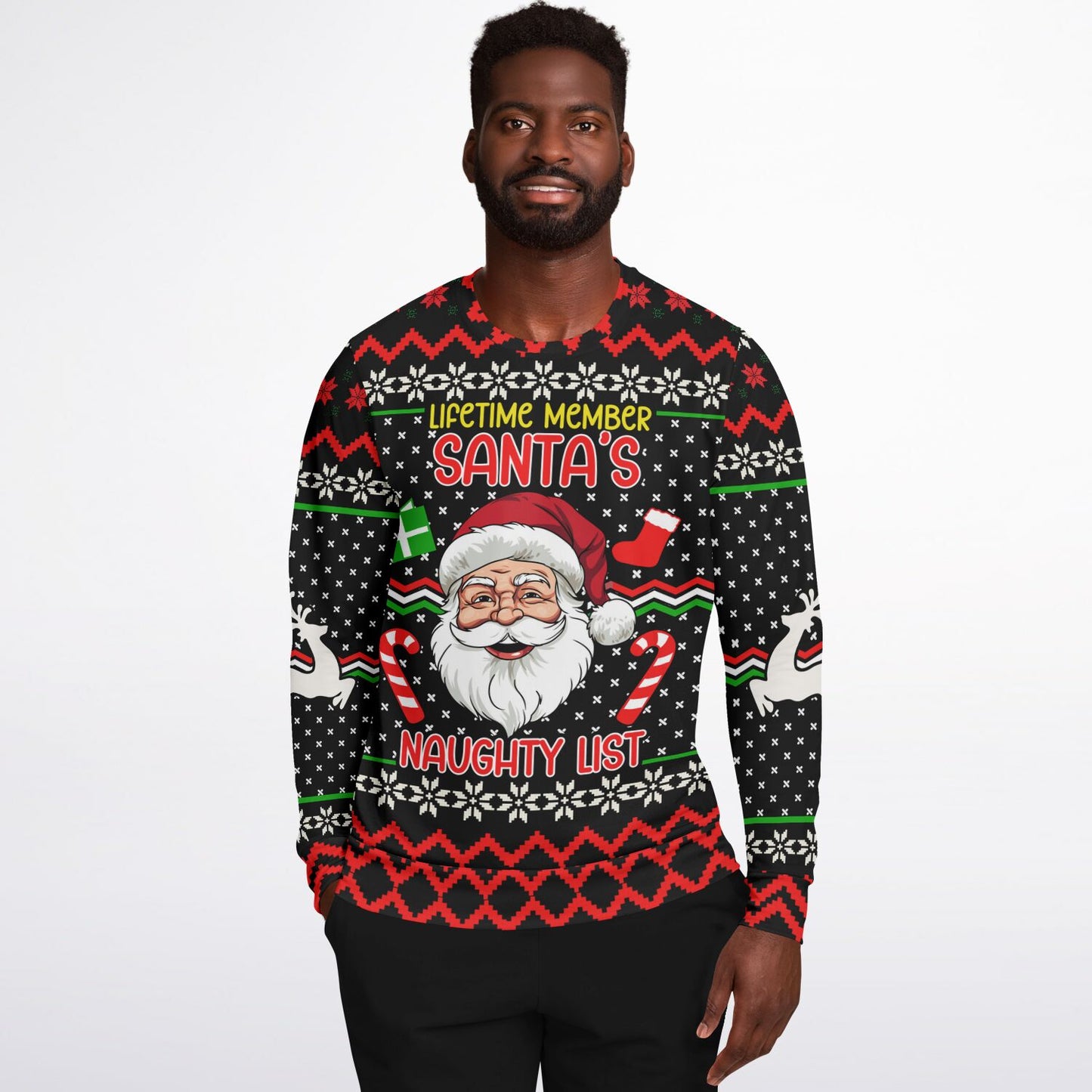 “Santa’s Naughty List Lifetime Member” Funny Ugly Christmas Sweater