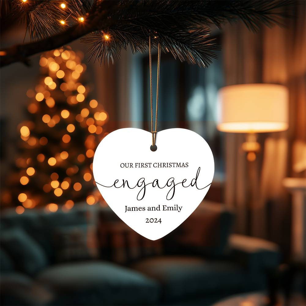 Personalized | Our First Christmas Engaged" Keepsake Ornament