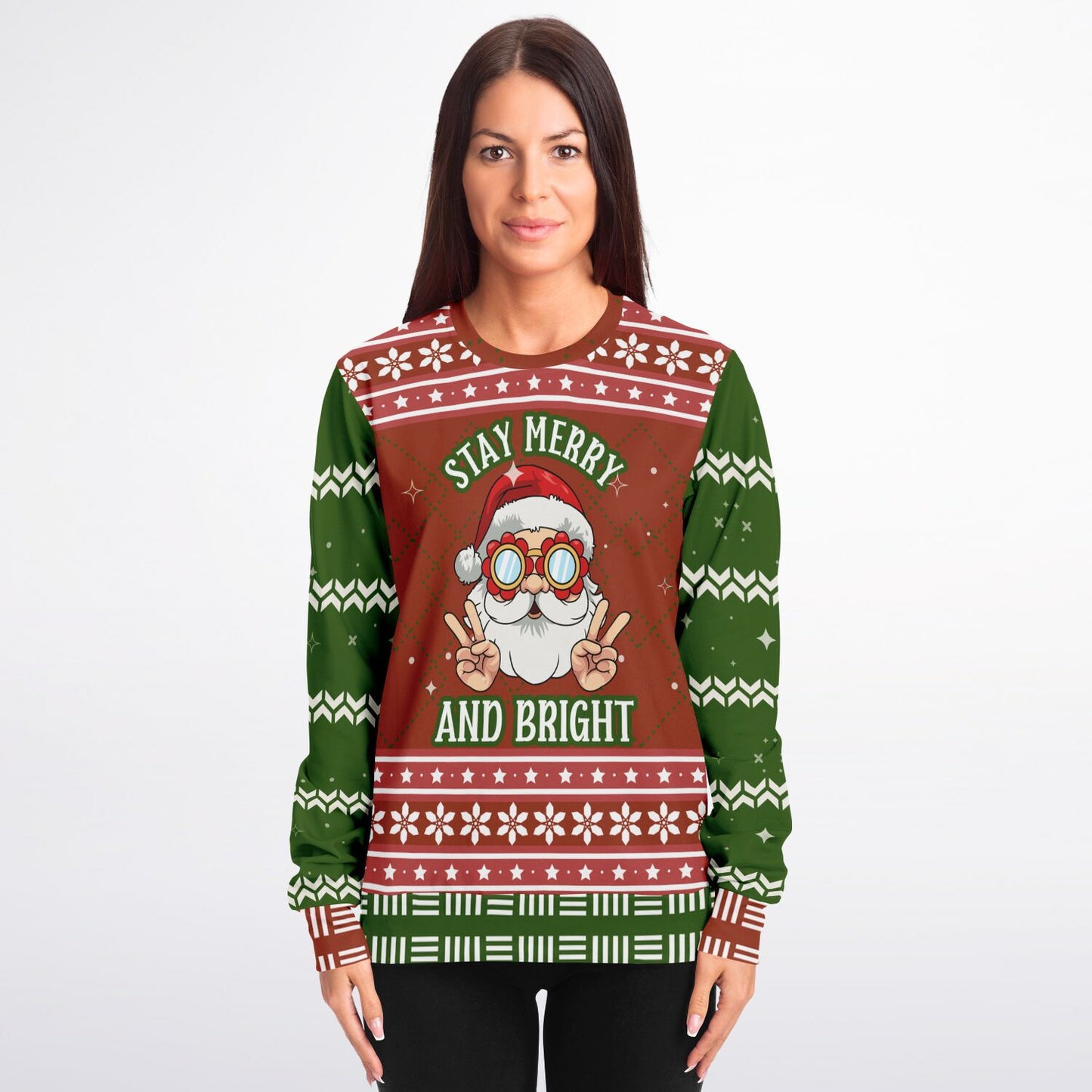 “Stay Merry and Bright” Cool Santa Ugly Christmas Sweatshirt