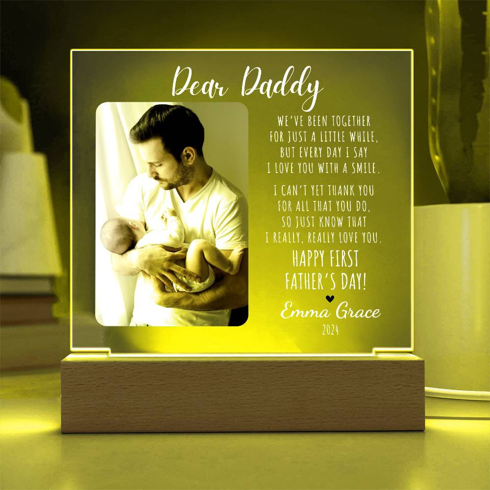 Personalized First Father's Day 2024 Picture Frame w/Optional LED v.1