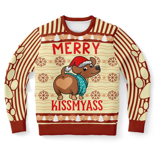 Merry Kissmyass Funny Holiday Sweatshirt "Ugly Sweater "