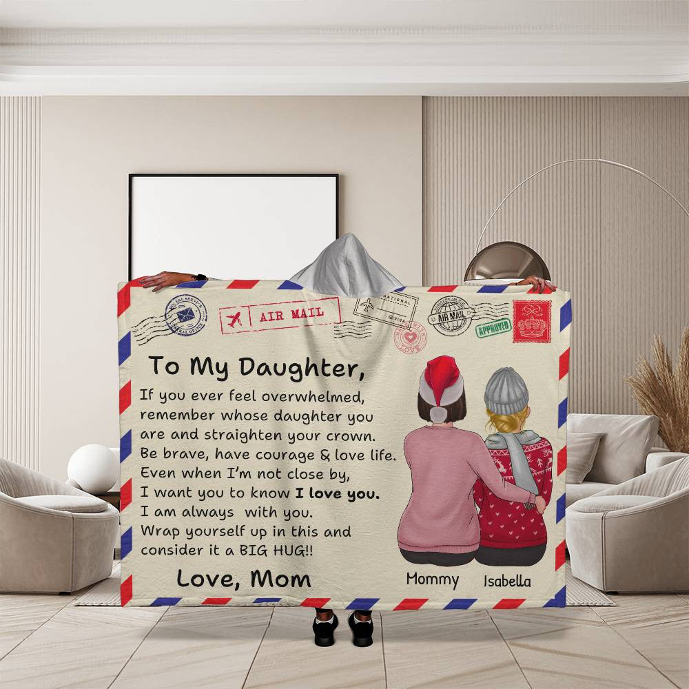 CUSTOMIZED | To Daughter Hooded Sherpa Fleece Blanket