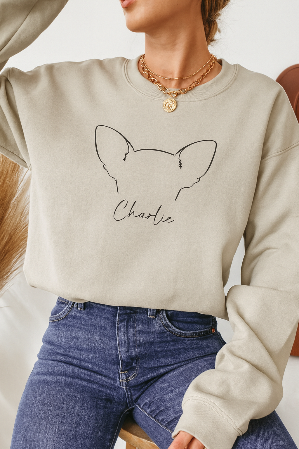 Personalized Dog Ear Sweatshirt – Custom Pet Lover Gift (Up to 4 Dogs)