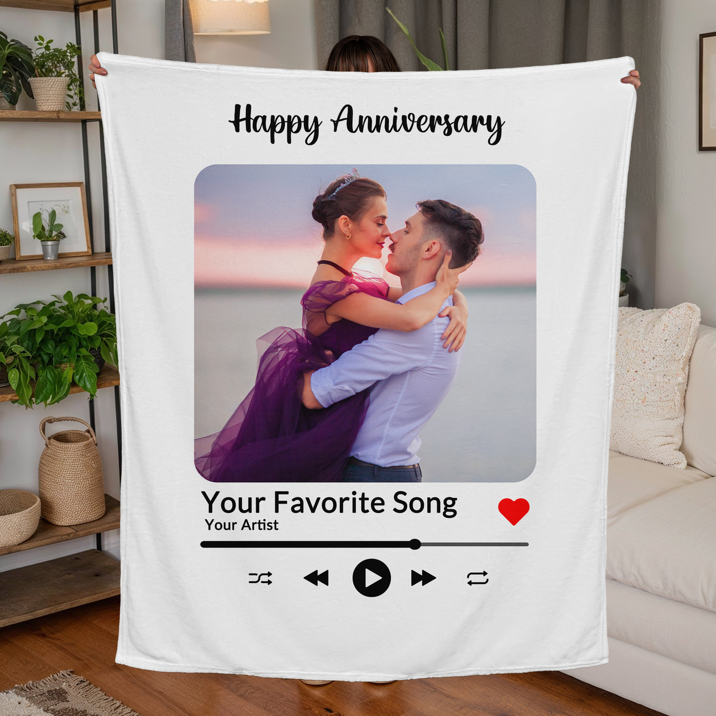 Personalized Couple's Melody Music Blanket
