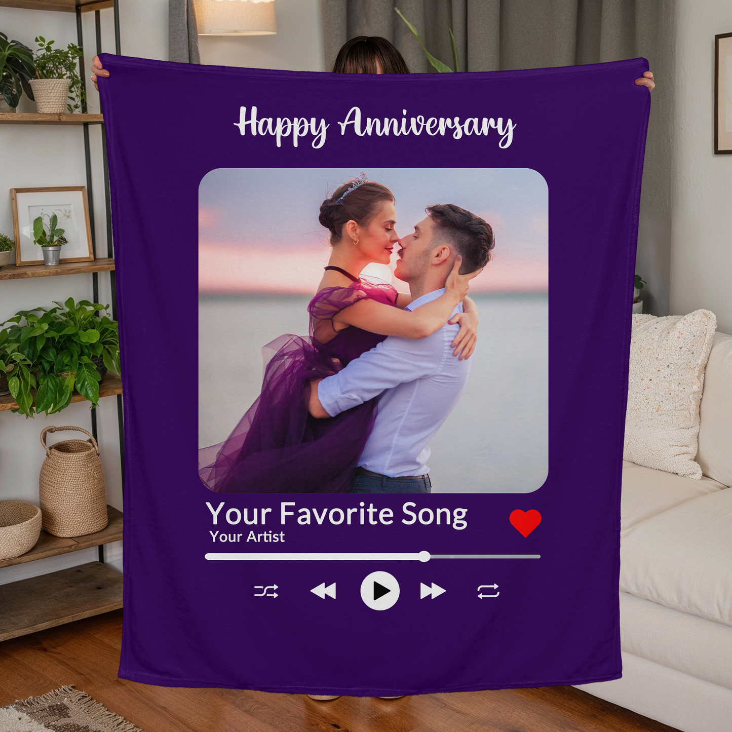 Personalized Couple's Melody Music Blanket
