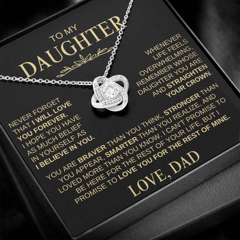 Beautiful Gift for Daughter from Dad | "I Love You Forever" Love Knot Necklace