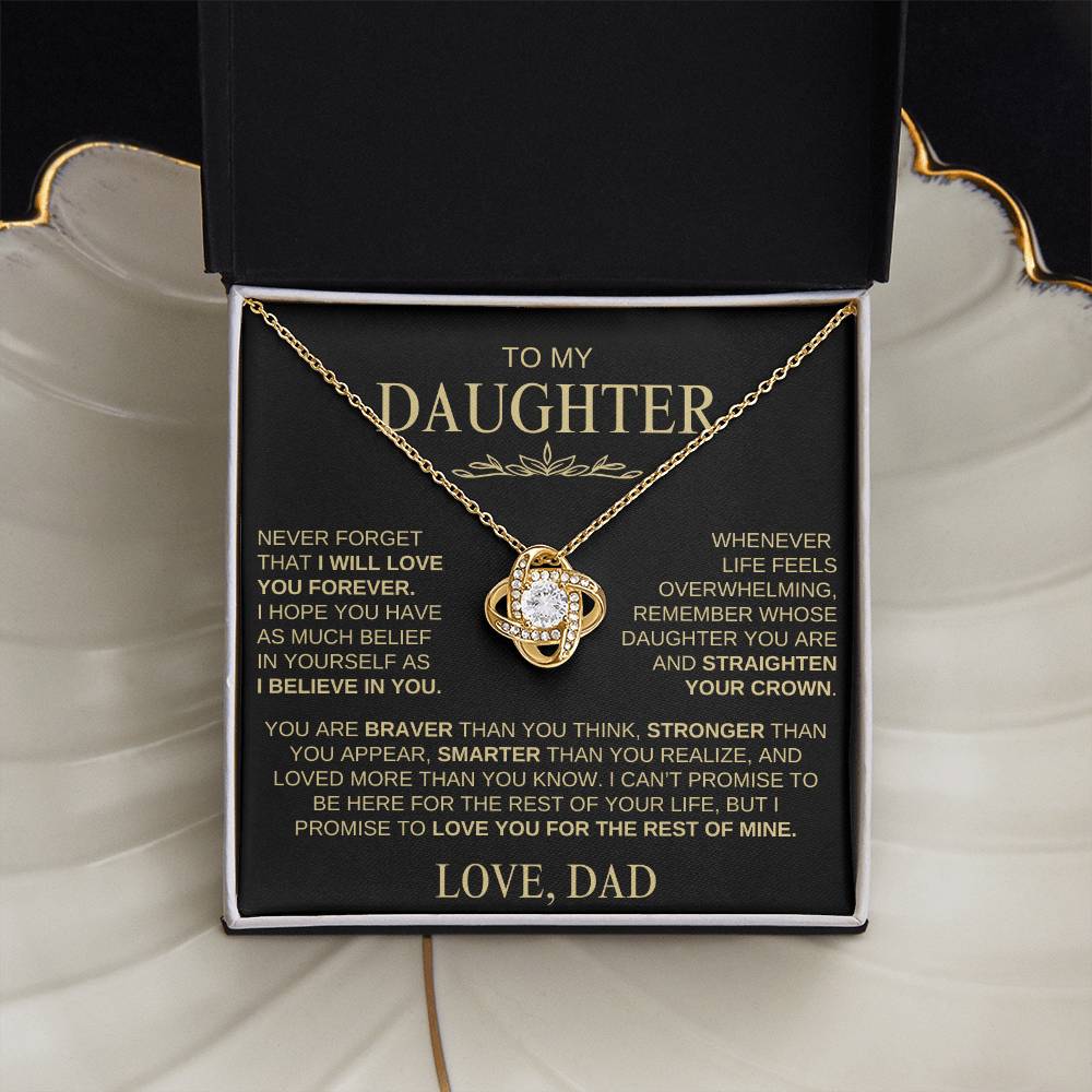 Beautiful Gift for Daughter from Dad | "I Love You Forever" Love Knot Necklace