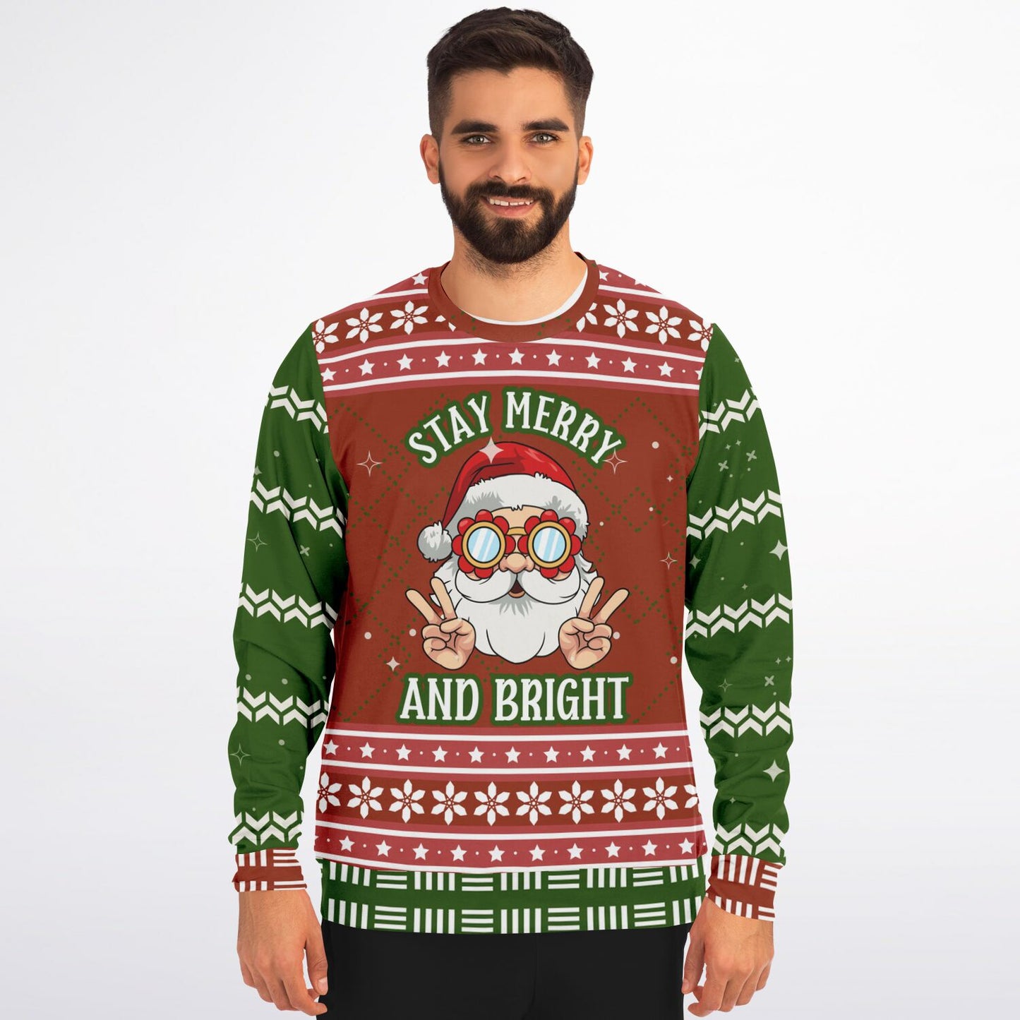 “Stay Merry and Bright” Cool Santa Ugly Christmas Sweatshirt