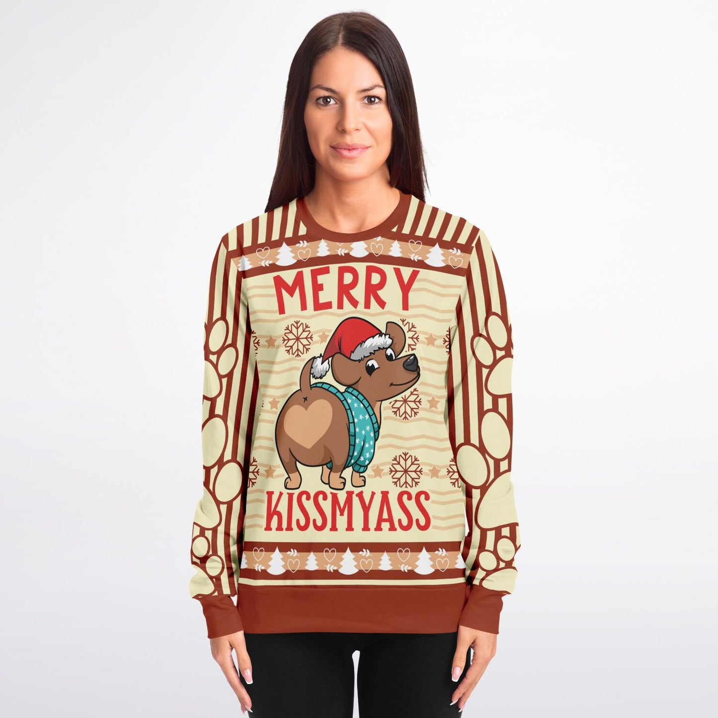 Merry Kissmyass Funny Holiday Sweatshirt "Ugly Sweater "