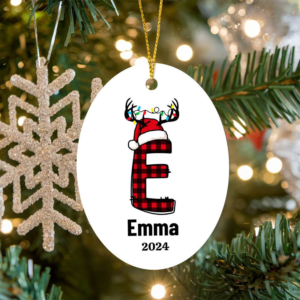 Personalized 2024 Letter Name Ornament | Heart or Oval Holiday Keepsake