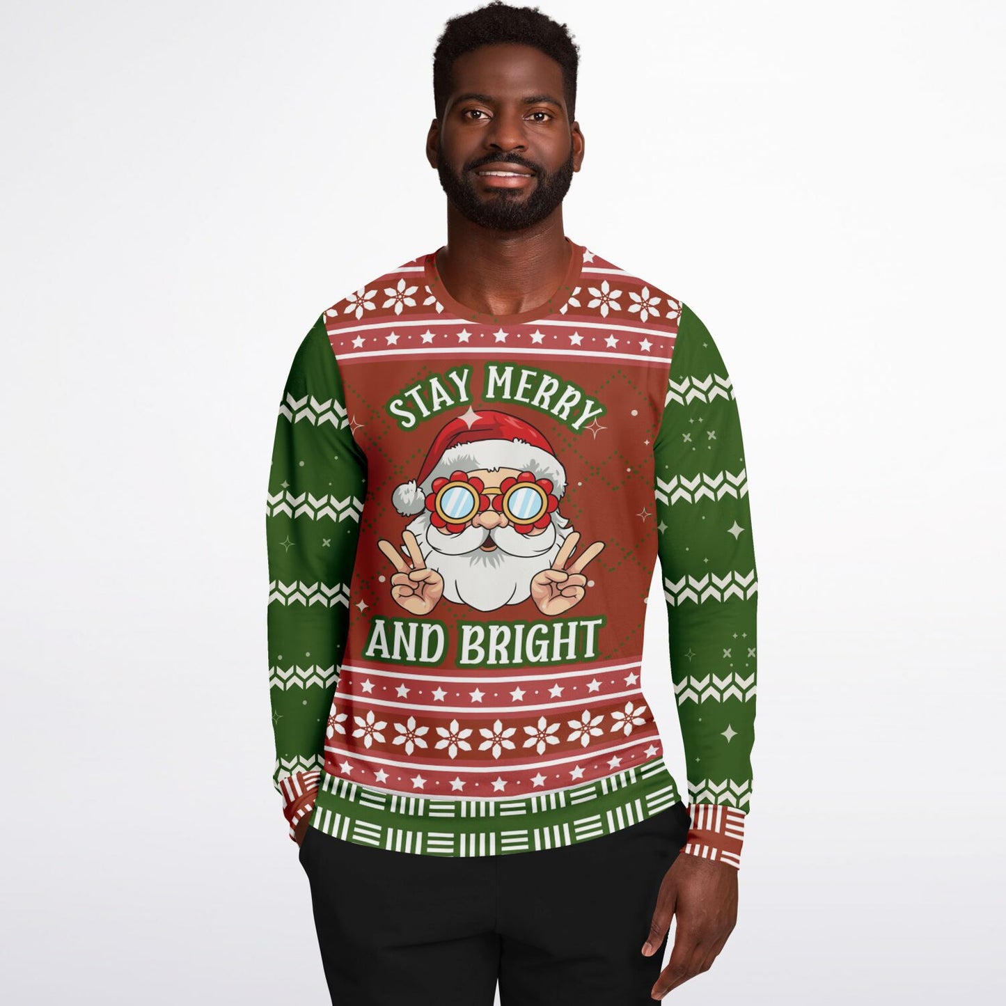 “Stay Merry and Bright” Cool Santa Ugly Christmas Sweatshirt