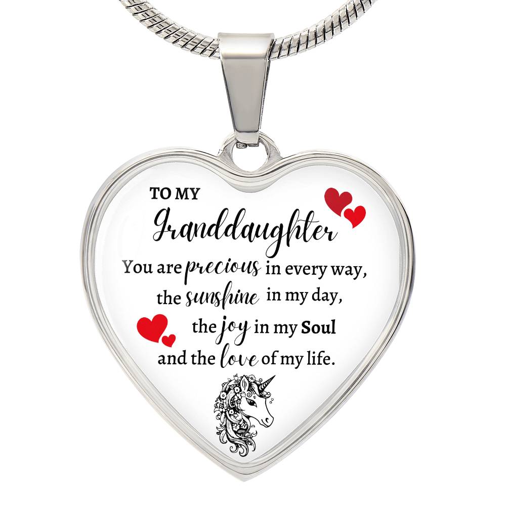 Granddaughter Unicorn Heart Necklace