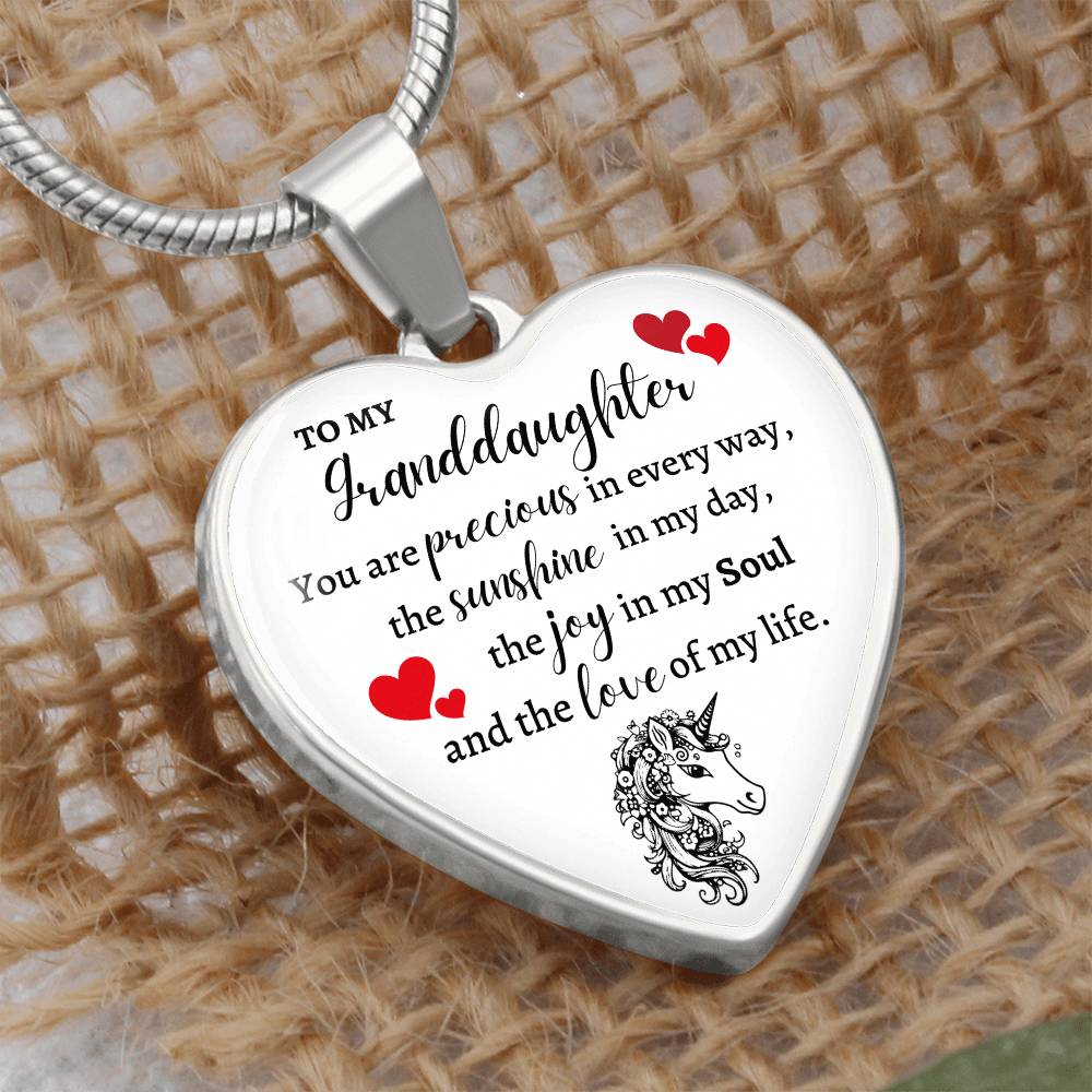 Granddaughter Unicorn Heart Necklace