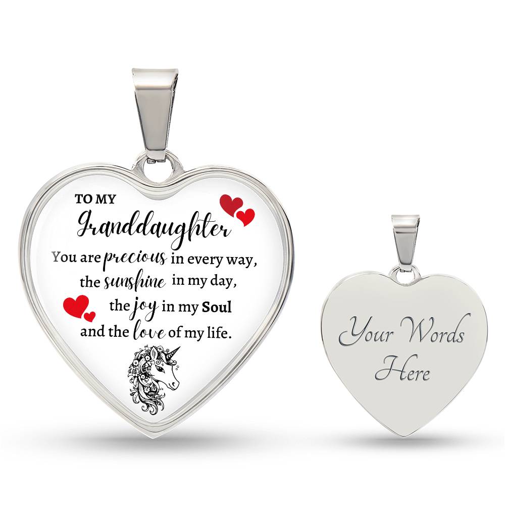 Granddaughter Unicorn Heart Necklace