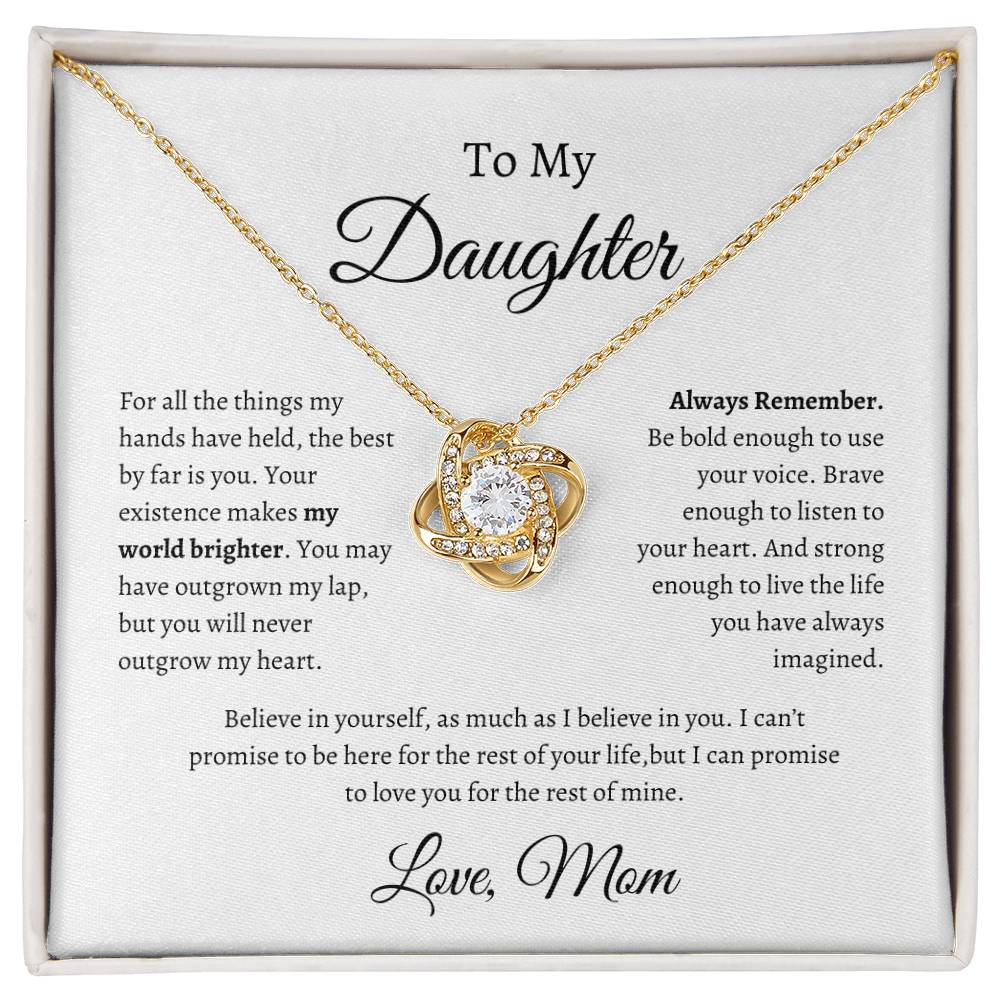 To My Daughter Love Knot Necklace From Mom | WB