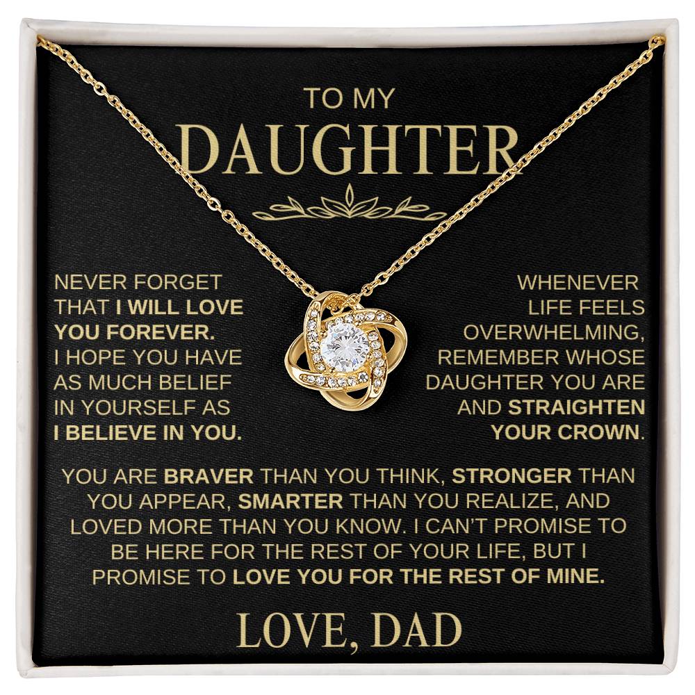 Beautiful Gift for Daughter from Dad | "I Love You Forever" Love Knot Necklace
