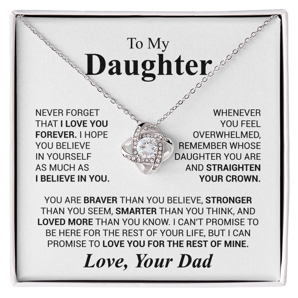 Gift for Daughter Love Dad "Never Forget That I Love You" Necklace