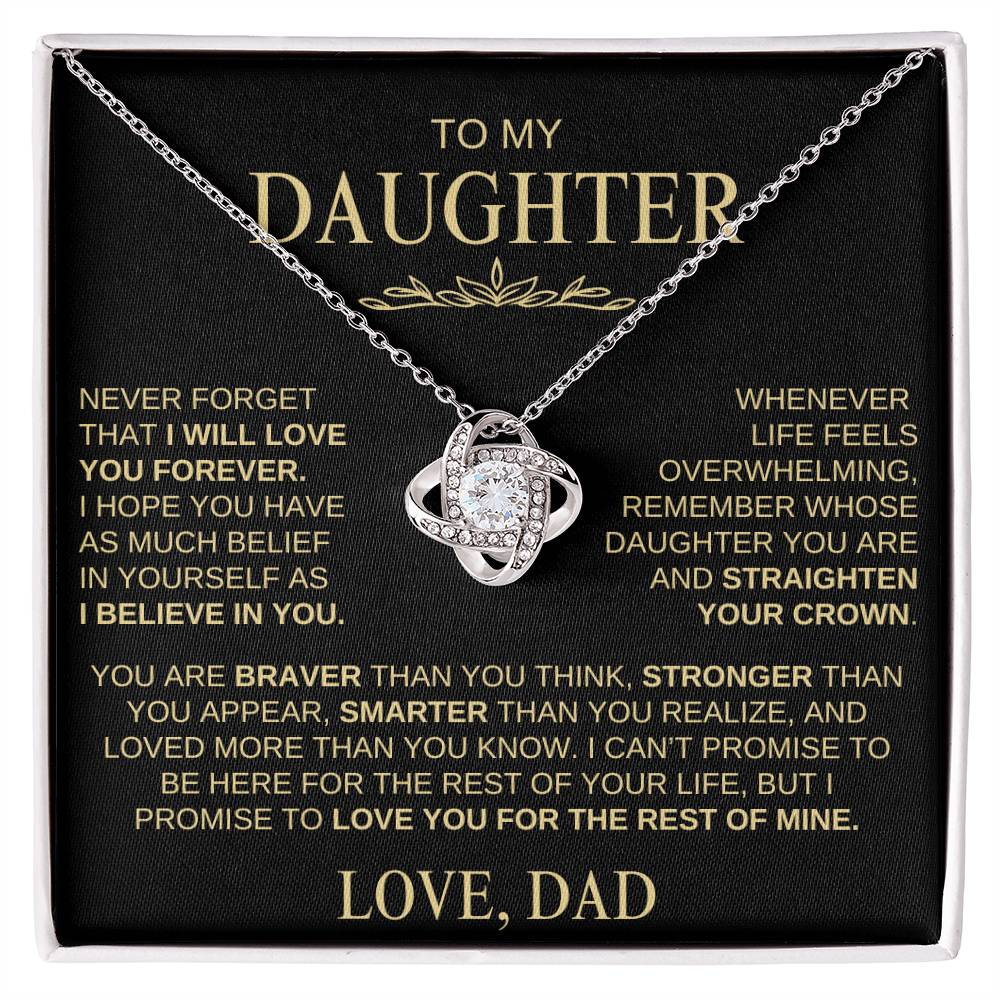 Beautiful Gift for Daughter from Dad | "I Love You Forever" Love Knot Necklace