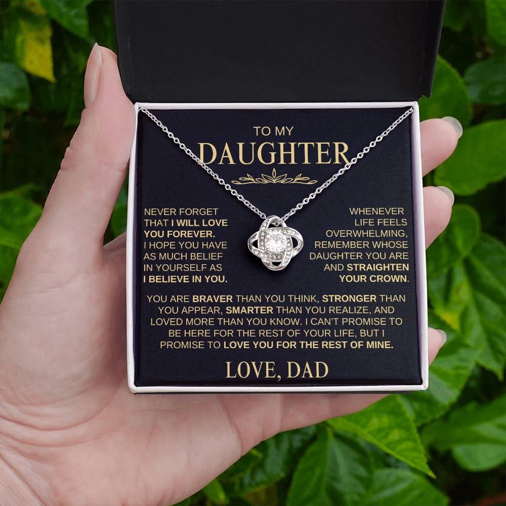 Beautiful Gift for Daughter from Dad | "I Love You Forever" Love Knot Necklace