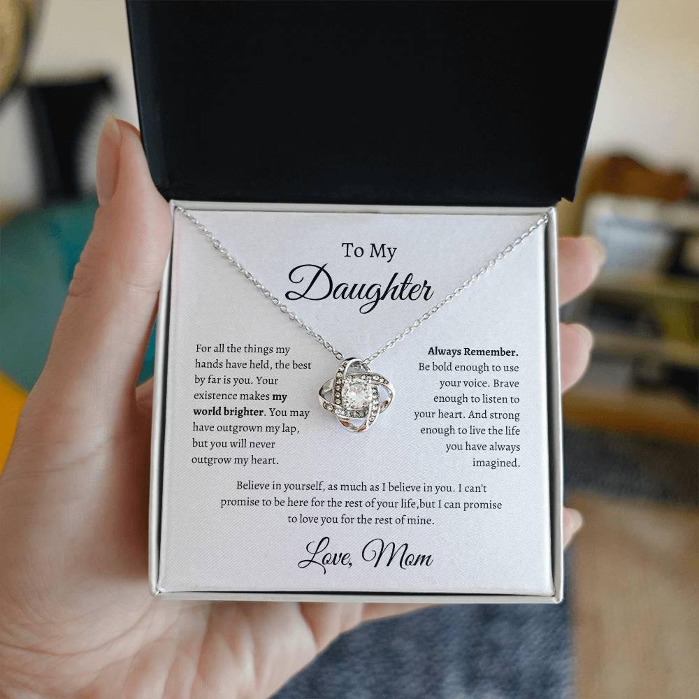 To My Daughter Love Knot Necklace From Mom | WB