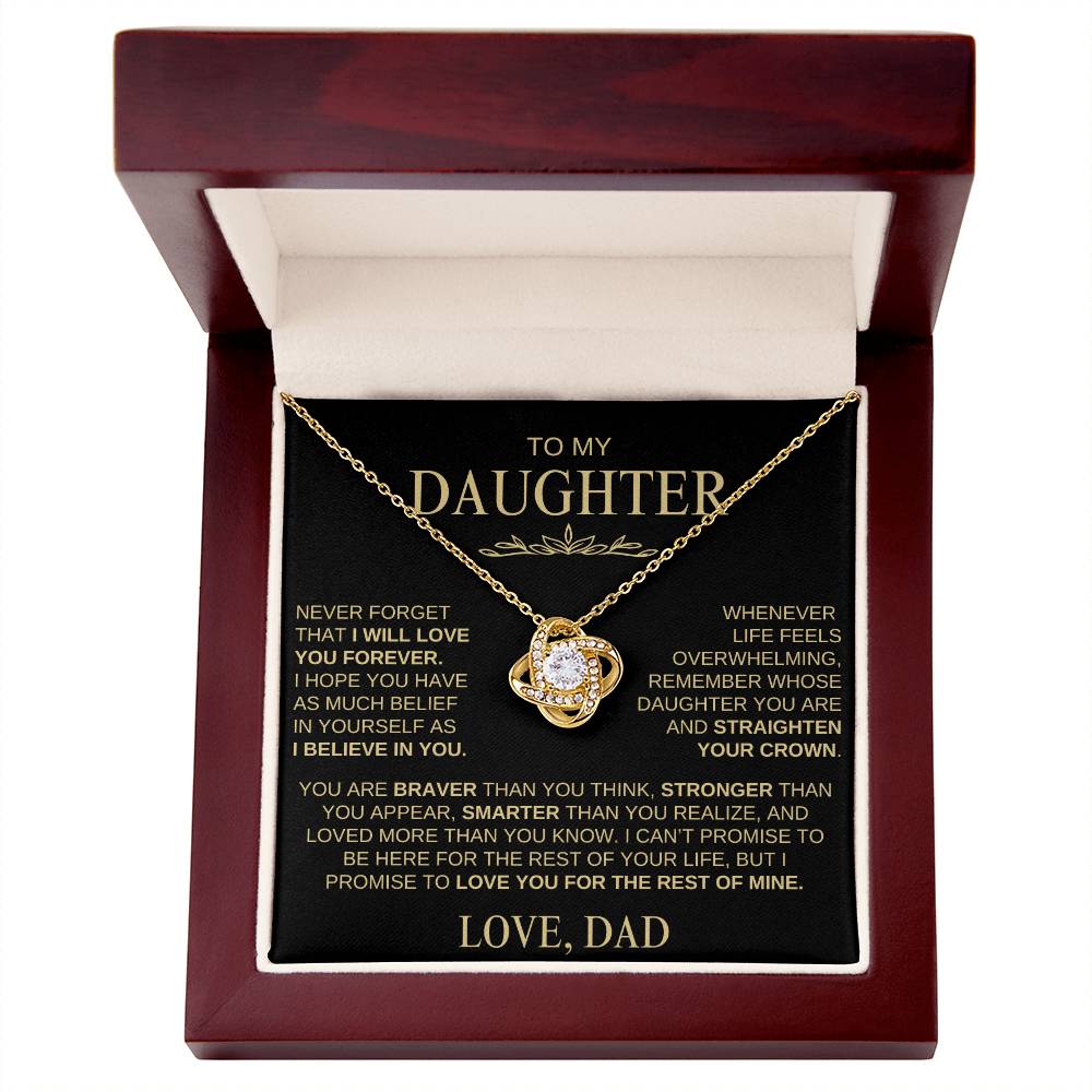 Beautiful Gift for Daughter from Dad | "I Love You Forever" Love Knot Necklace