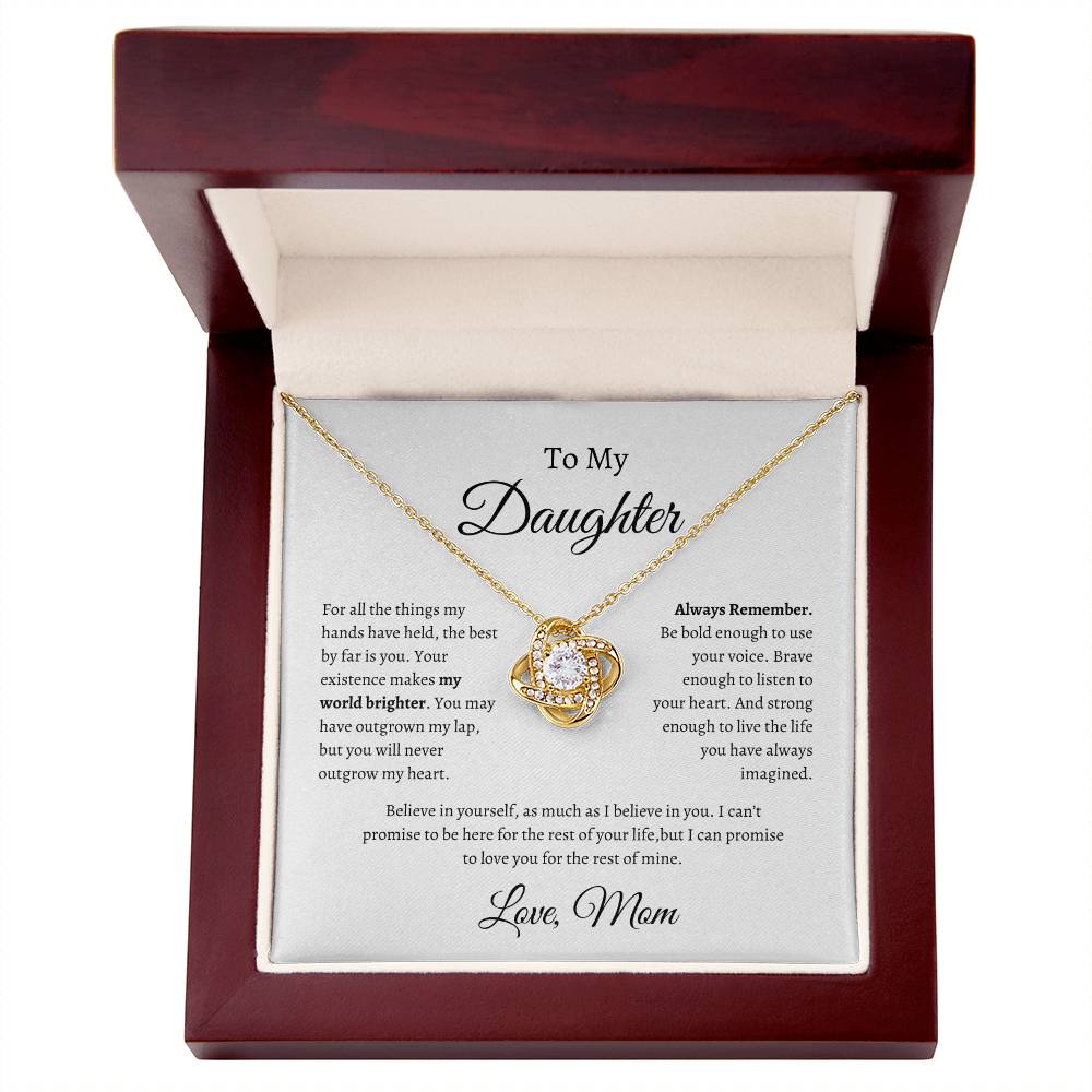 To My Daughter Love Knot Necklace From Mom | WB