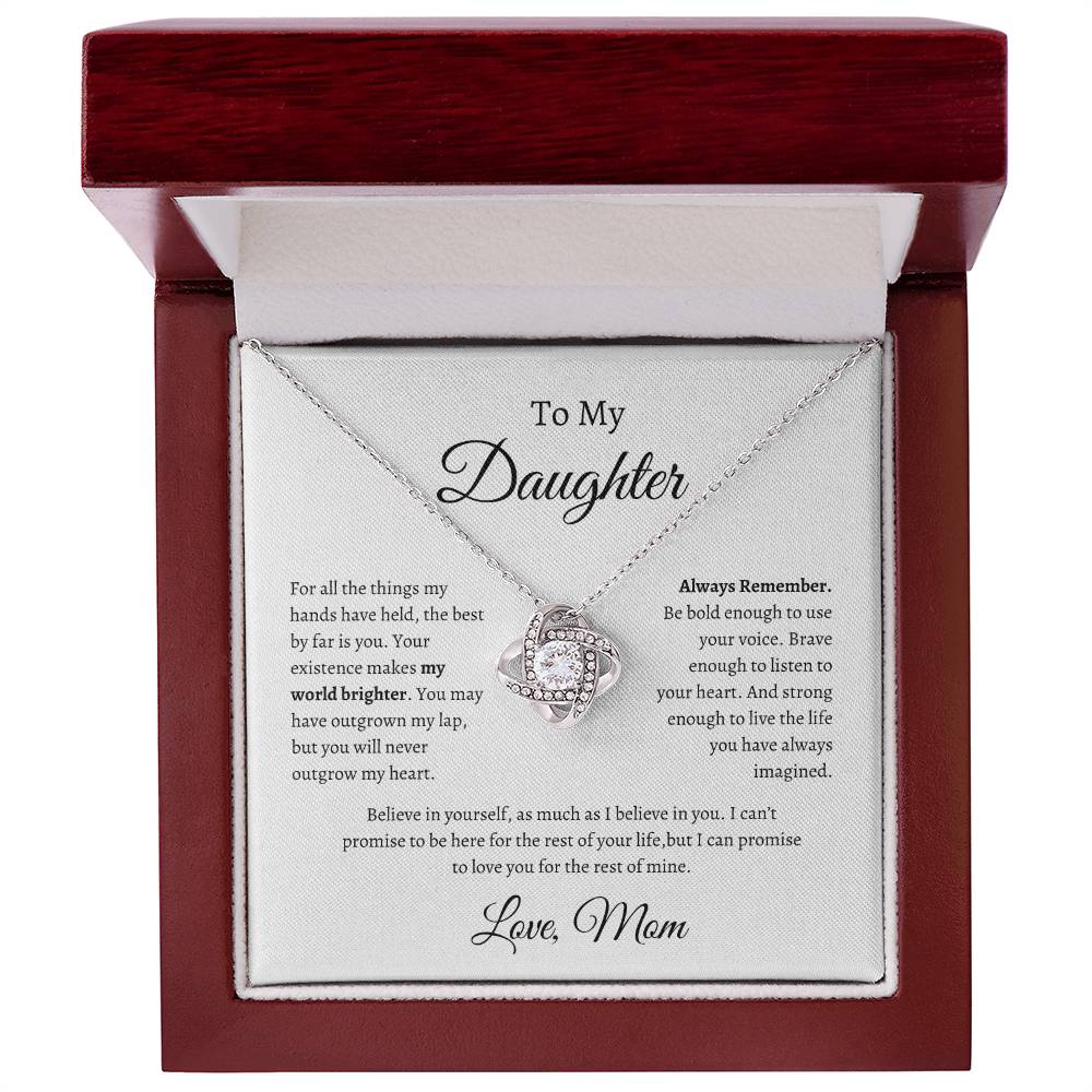 To My Daughter Love Knot Necklace From Mom | WB