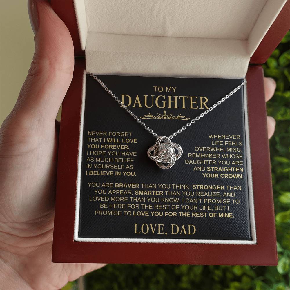 Beautiful Gift for Daughter from Dad | "I Love You Forever" Love Knot Necklace
