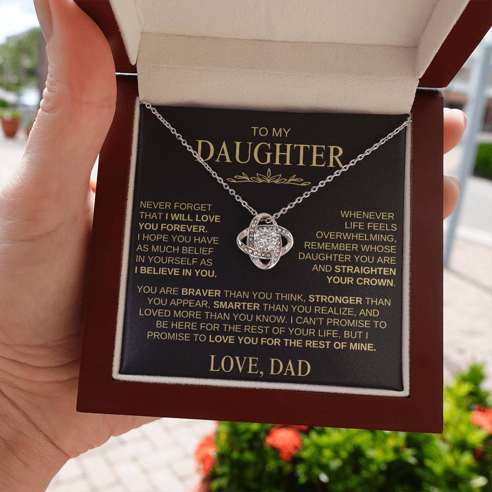 Beautiful Gift for Daughter from Dad | "I Love You Forever" Love Knot Necklace