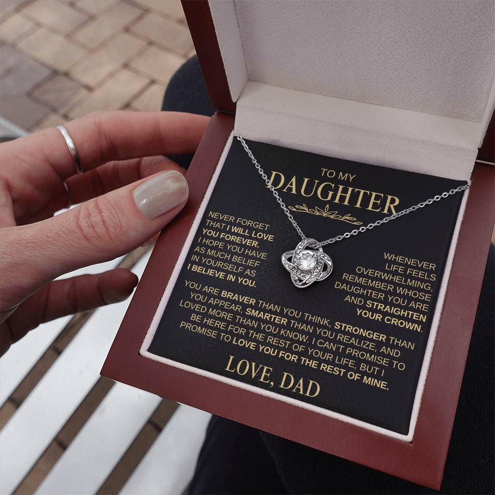 Beautiful Gift for Daughter from Dad | "I Love You Forever" Love Knot Necklace