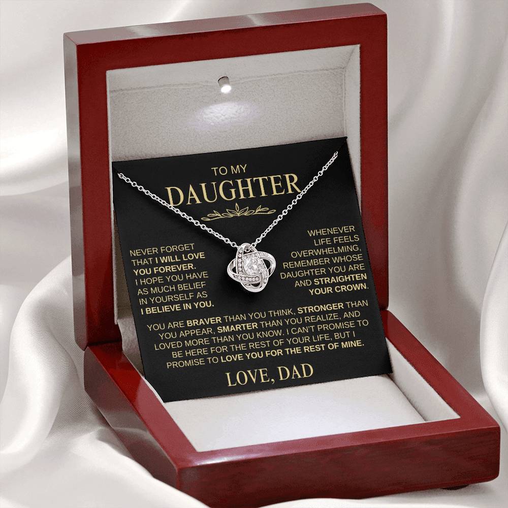 Beautiful Gift for Daughter from Dad | "I Love You Forever" Love Knot Necklace