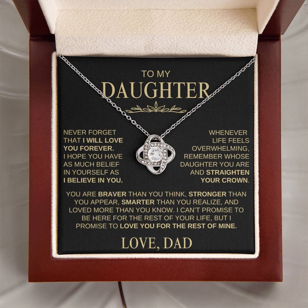 Beautiful Gift for Daughter from Dad | "I Love You Forever" Love Knot Necklace