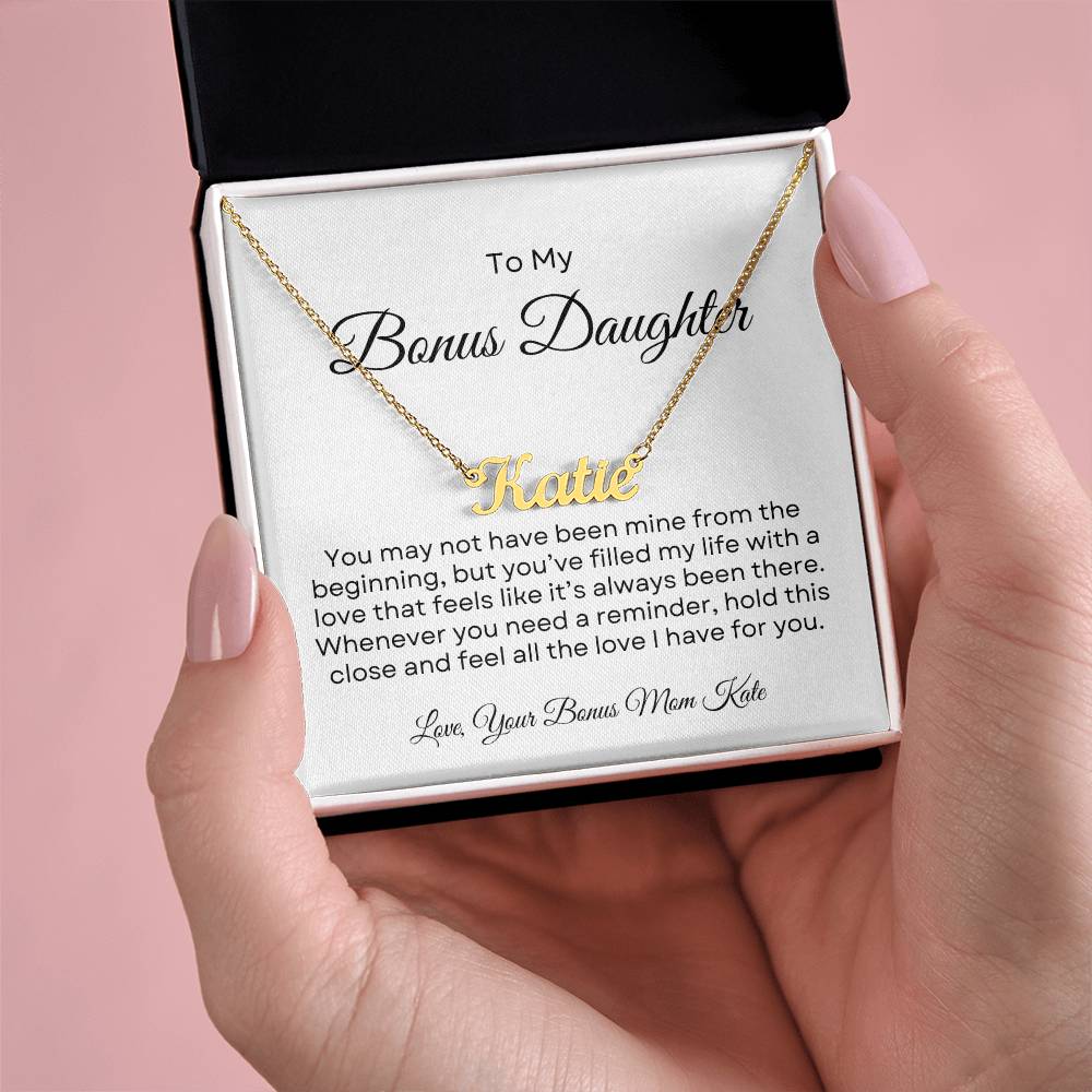 Bonus Daughter | Custom Name Necklace w/Personalized Message
