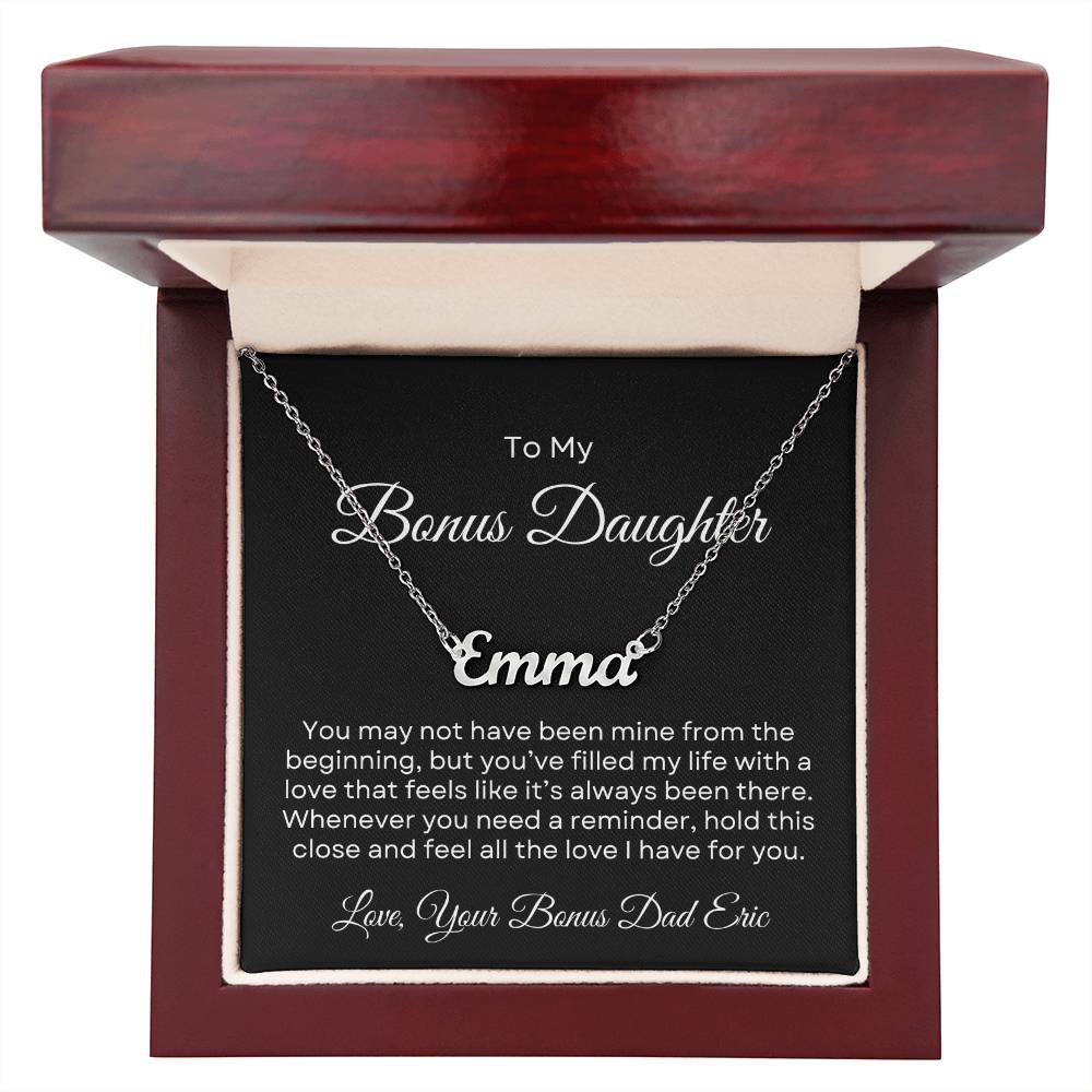 Bonus Daughter | Custom Name Necklace with Personalized Message Card