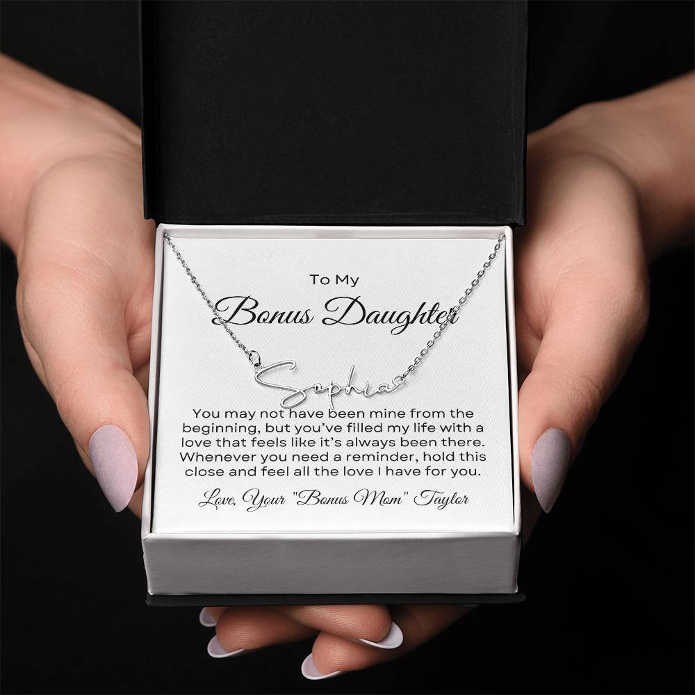 Bonus Daughter Name Necklace with Personalized Message Card