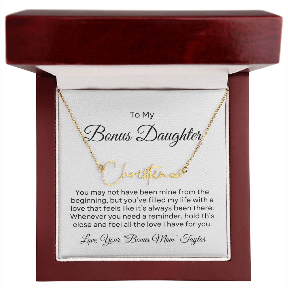 Bonus Daughter Name Necklace with Personalized Message Card