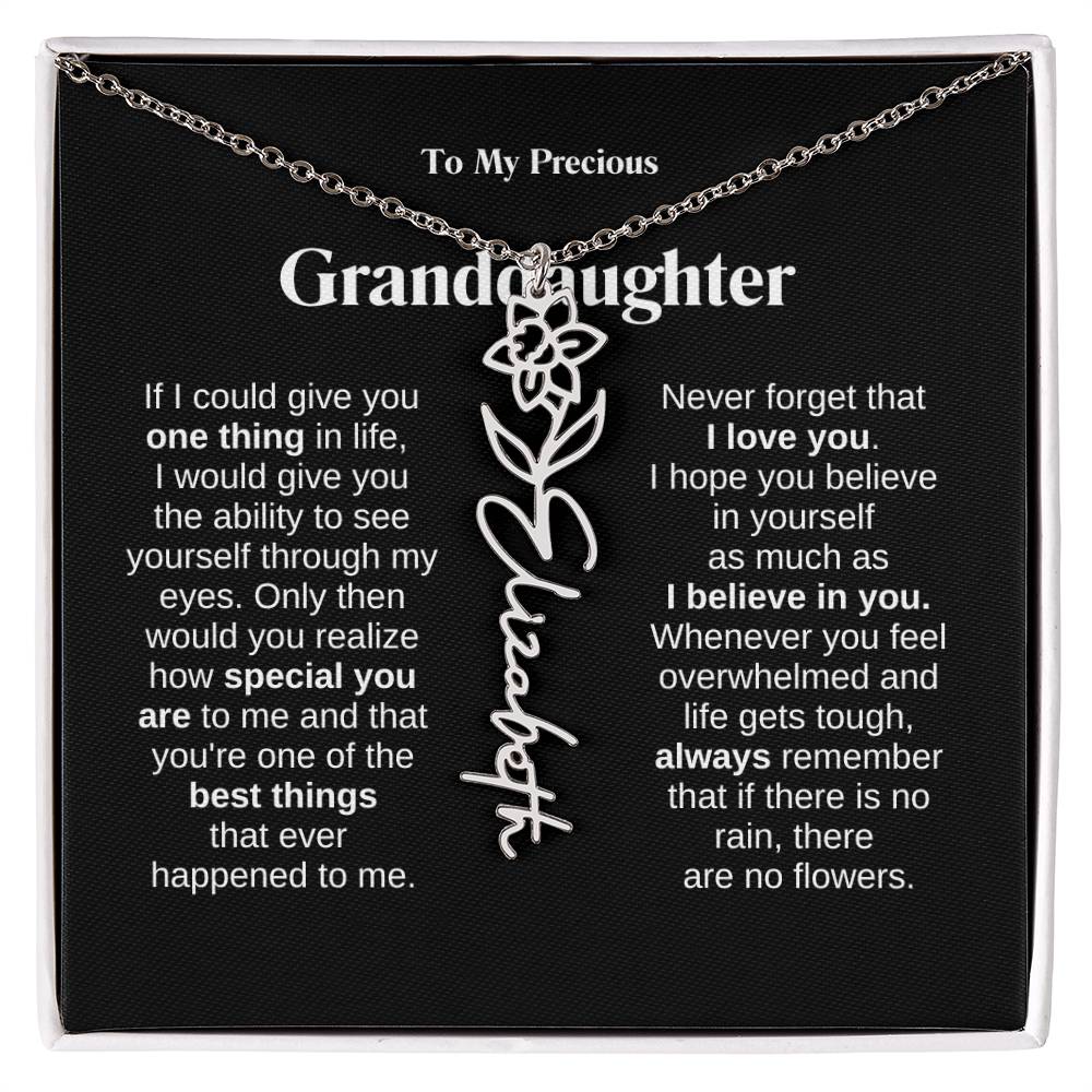 To My Granddaughter Flower Name Necklace