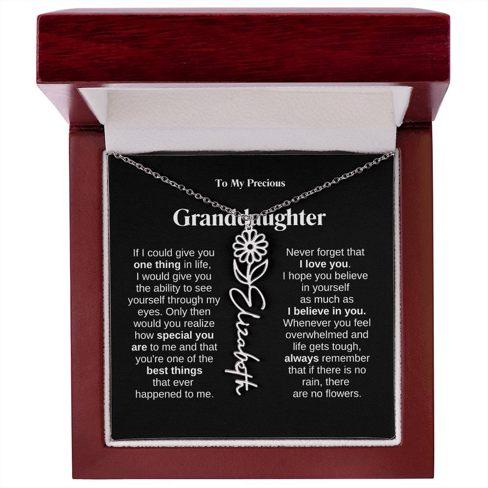 To My Granddaughter Flower Name Necklace