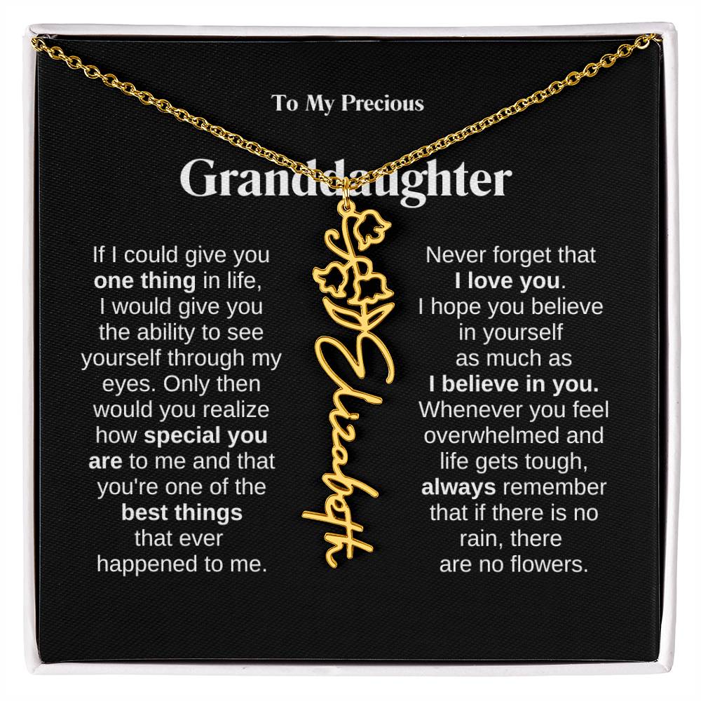 To My Granddaughter Flower Name Necklace
