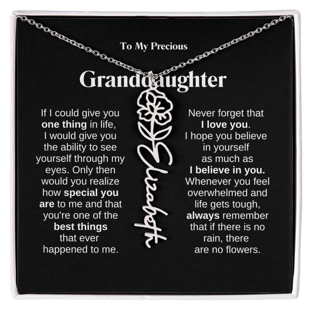 To My Granddaughter Flower Name Necklace
